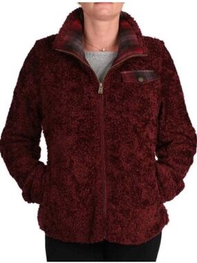 Pendleton Deep Red Fuzzy Jacket Zip Women’s Size Medium